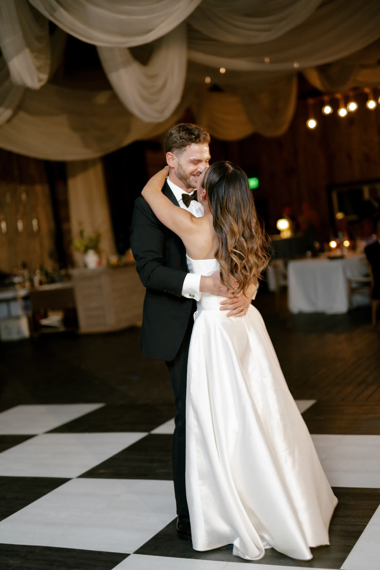 First dance embrace under warm light